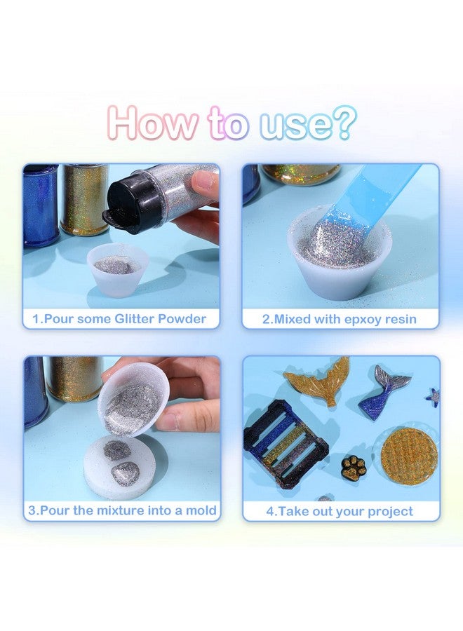 HTVRONT Holographic Extra Fine Glitter Powder 50G/1.76Oz, For Resin, 0.008"Portable Ultra Fine Glitter Powder For Nails, Candle Making, Crafts, Slime Fine Silver Glitter - Image 5