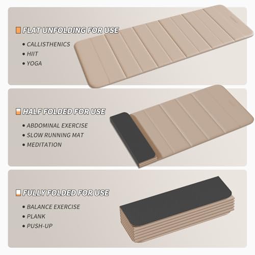 wohao 12F-Foldable Yoga Mat 192 * 67 * 1 (Milk coffee+Black) - Image 3