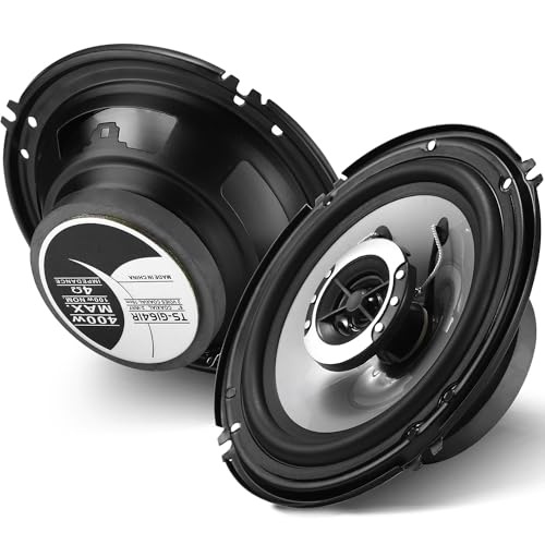 Suacopzar 6in 2-Way Coaxial Car Speakers, 400W (100W RMS), Universal Car Stereo Speaker Replace, Auxiliary Coaxial Speaker W/Wire & Cover (Pair) - Image 1