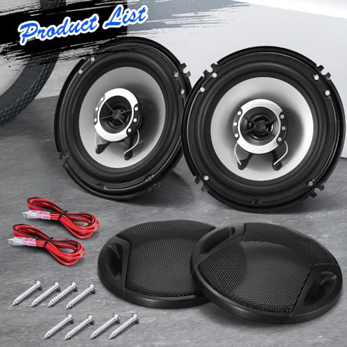 Suacopzar 6in 2-Way Coaxial Car Speakers, 400W (100W RMS), Universal Car Stereo Speaker Replace, Auxiliary Coaxial Speaker W/Wire & Cover (Pair) - Image 2