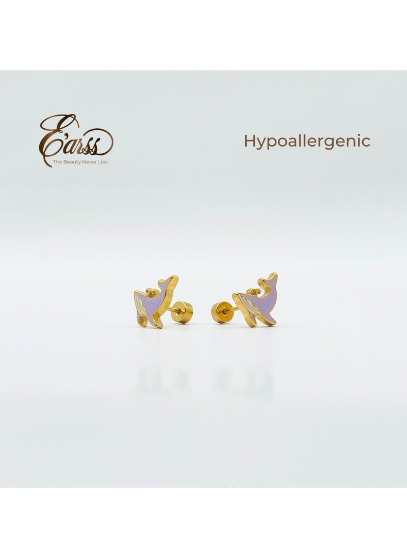 Earss Dolphins Stud Earrings For Kids, Gold Plated  - Image 3