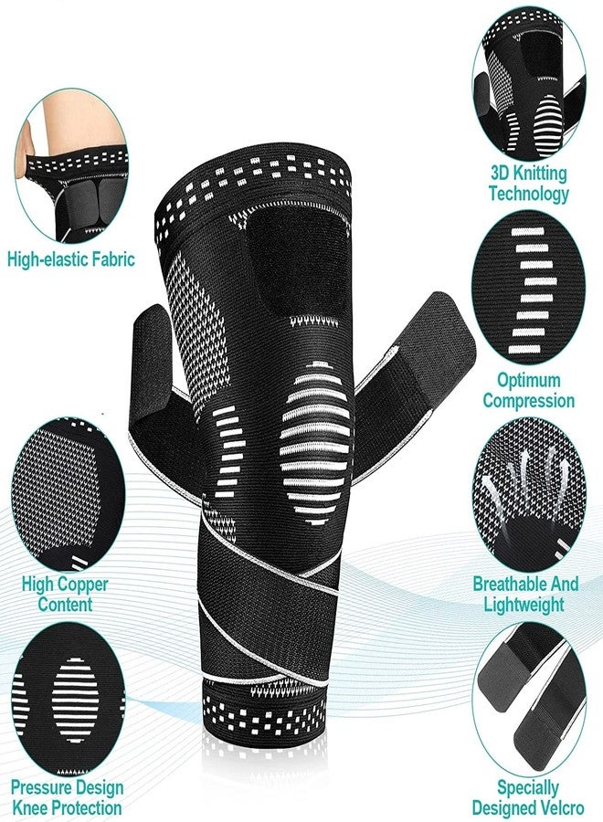 serveuttam® Knee Support for Men (1Pc) -Best Knee Brace Women | Knee Sleeves for Running Jogging Gym Squats | 4 Way Compression Knee Sleeves | Sleeves for Sports Arthritis Pain (Zebra White, XL) - Image 2