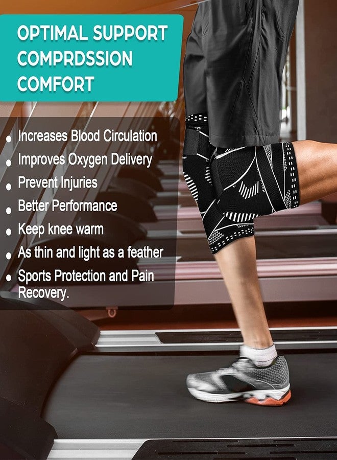 serveuttam® Knee Support for Men (1Pc) -Best Knee Brace Women | Knee Sleeves for Running Jogging Gym Squats | 4 Way Compression Knee Sleeves | Sleeves for Sports Arthritis Pain (Zebra White, XL) - Image 4