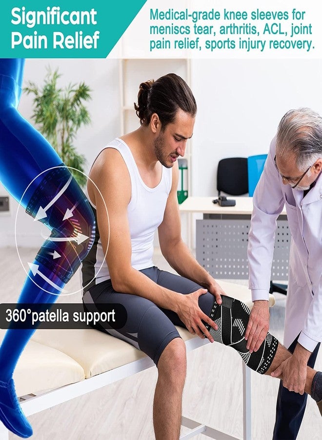 serveuttam® Knee Support for Men (1Pc) -Best Knee Brace Women | Knee Sleeves for Running Jogging Gym Squats | 4 Way Compression Knee Sleeves | Sleeves for Sports Arthritis Pain (Zebra White, XL) - Image 5