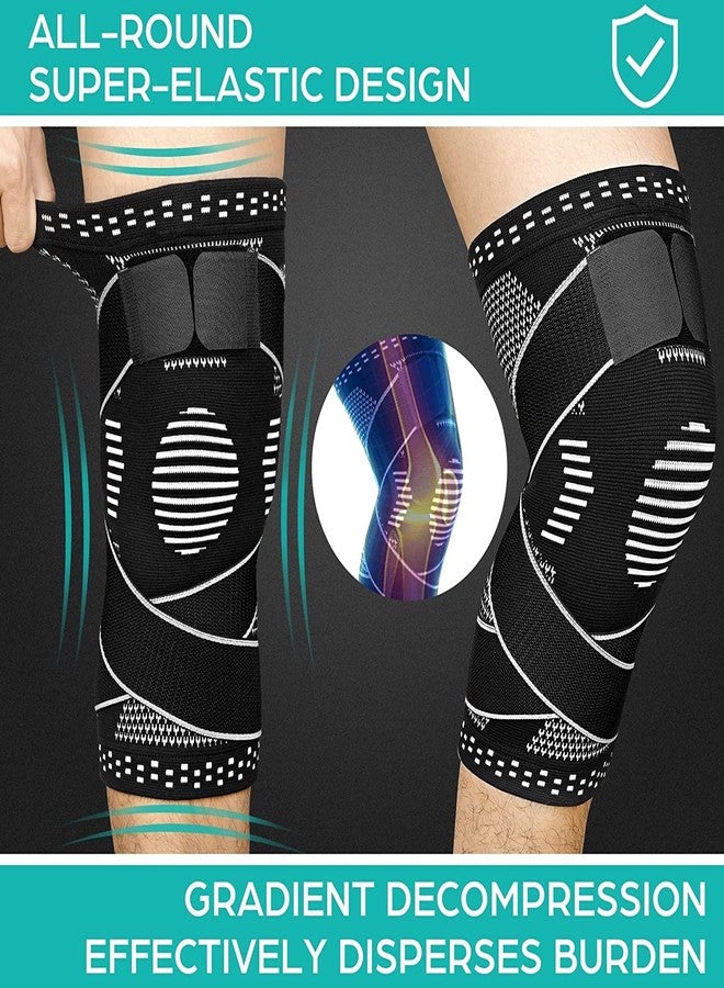 serveuttam® Knee Support for Men (1Pc) -Best Knee Brace Women | Knee Sleeves for Running Jogging Gym Squats | 4 Way Compression Knee Sleeves | Sleeves for Sports Arthritis Pain (Zebra White, XL) - Image 3