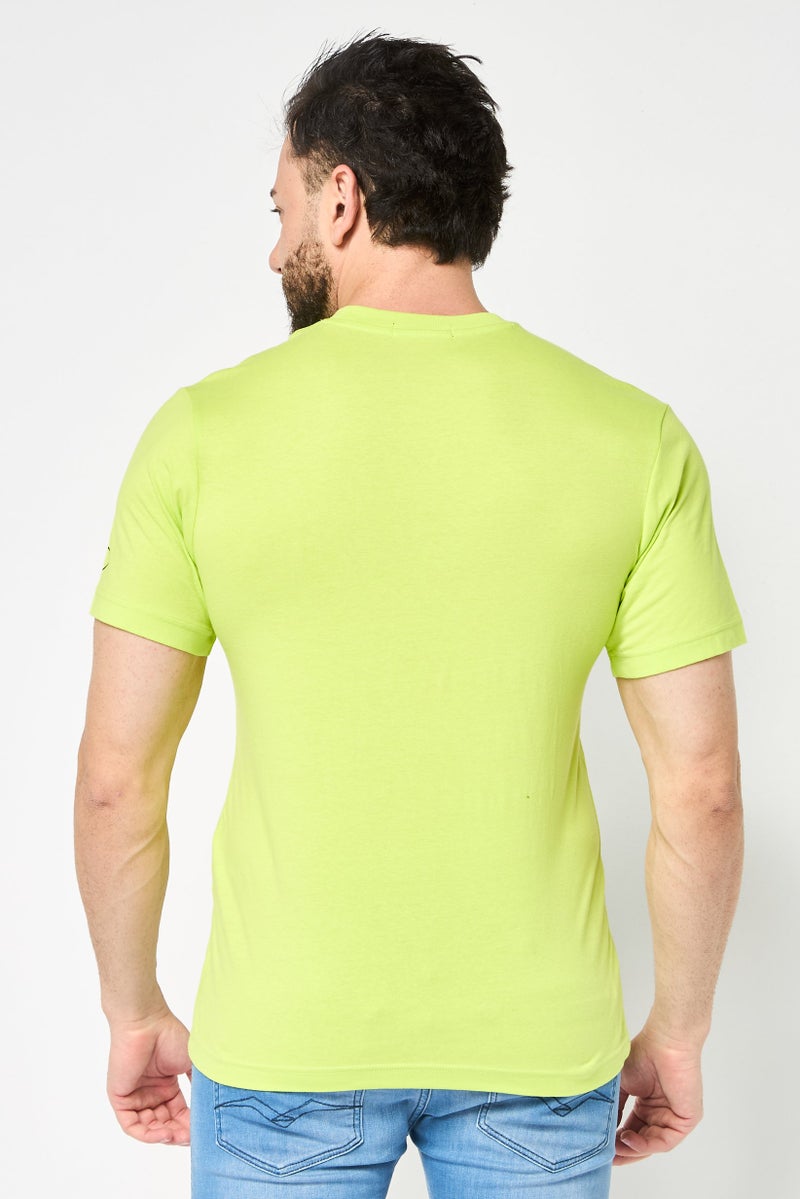 Replay Men Crew Neck Short Sleeves Graphic Print T-Shirt, Lime Green - Image 2
