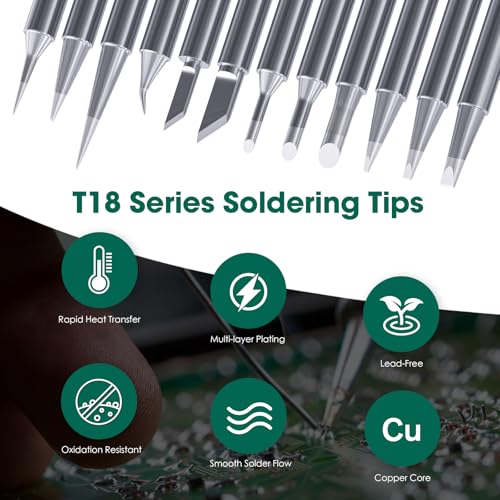 HANGLIFE T18 Soldering Iron Tips for Hakko FX-888D FX-888 FX8801 FX-600, and More Soldering Stations/Irons - Replacement Solder Tips for Welding Equipment & Accessories (12 pcs) - Image 2