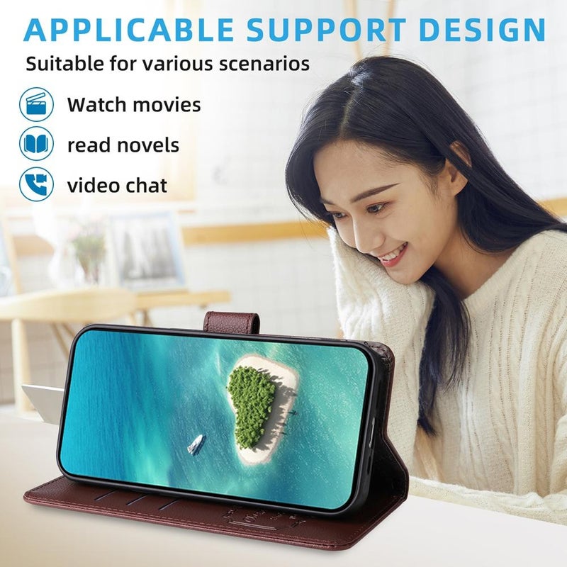 For Realme C63 4G / C61 / Note 60 Litchi Texture RFID Blocking 3-Card Wallet Leather Phone Case(Brown) - Image 5