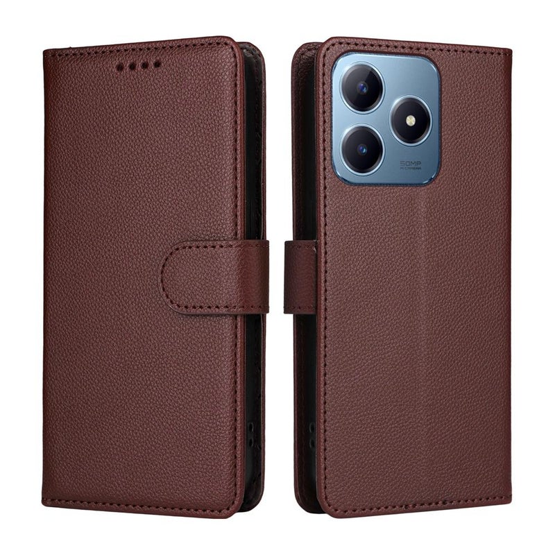 For Realme C63 4G / C61 / Note 60 Litchi Texture RFID Blocking 3-Card Wallet Leather Phone Case(Brown) - Image 2