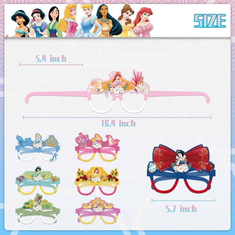 Hupalun 16Pcs Disne Princess Party Set, Party Decorative Glasses, Cosplay Decorative Glasses, Suitable for Witch Princess Group Birthday Parties, Children's Birthday Party Gifts - Image 3