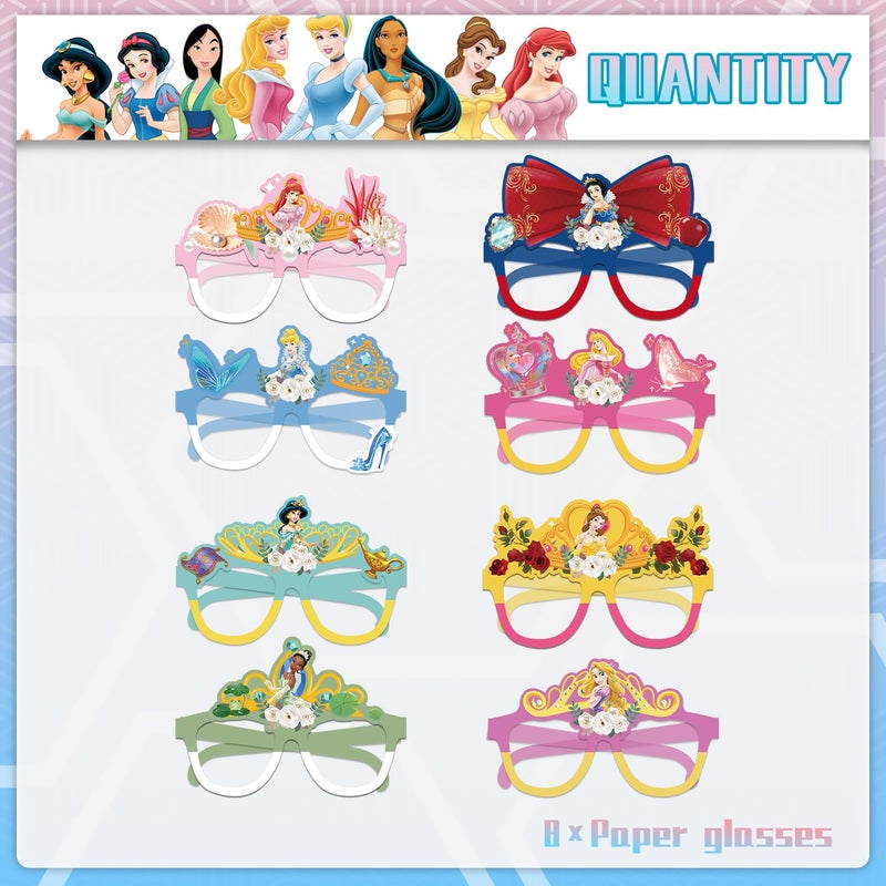 Hupalun 16Pcs Disne Princess Party Set, Party Decorative Glasses, Cosplay Decorative Glasses, Suitable for Witch Princess Group Birthday Parties, Children's Birthday Party Gifts - Image 2