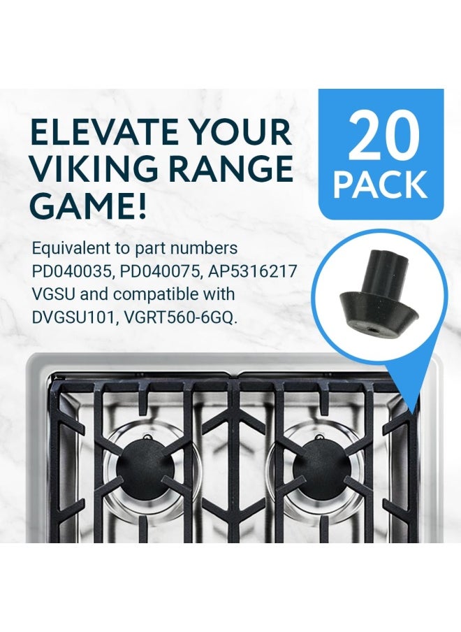 IMPRESA 20-Pack of Viking Range - Compatible Grate Rubber Feet Bumpers - Heat-Resistant Material Works with Many Gas Stove Burner Grates - Equivalent to PD040035 Foot Products  - Image 2