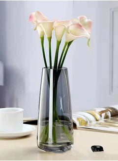 Qiccijoo Qiccijoo Glass Vase Aurora Phantom Clear Glass Vase Flower Glass Vase for Decor Home Handmade Modern Large Flower Vases for Centerpieces,Wedding,Office,Living Room（Grey）  - Image 1