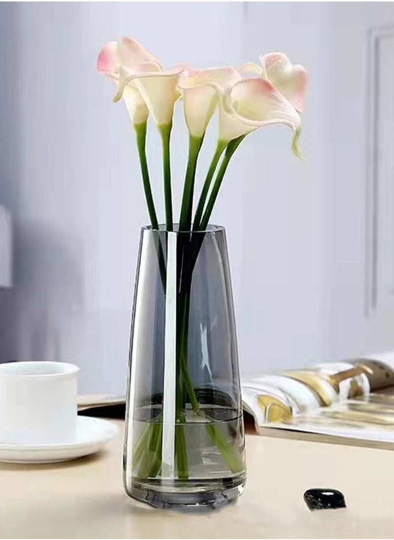 Qiccijoo Qiccijoo Glass Vase Aurora Phantom Clear Glass Vase Flower Glass Vase for Decor Home Handmade Modern Large Flower Vases for Centerpieces,Wedding,Office,Living Room（Grey）  - Image 1
