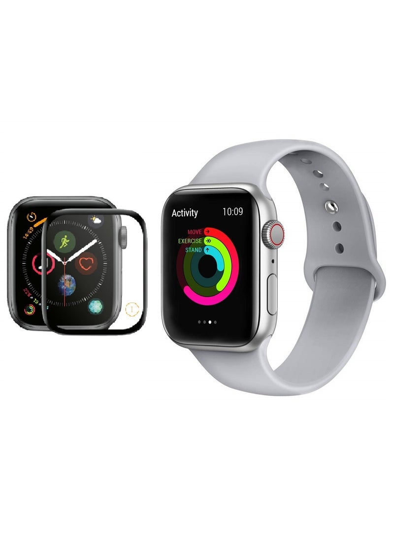 Silicone Replacement Strap With 5D Glass For Apple Watch Series 6/5/4/3/2/1/SE - 40mm - Image 1