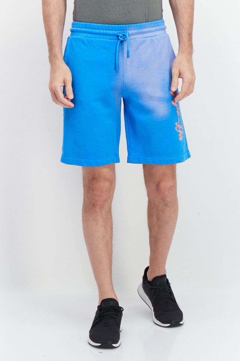 OFF-WHITE Men Drawstring Tie Dye Basic Shorts, Blue - Image 1