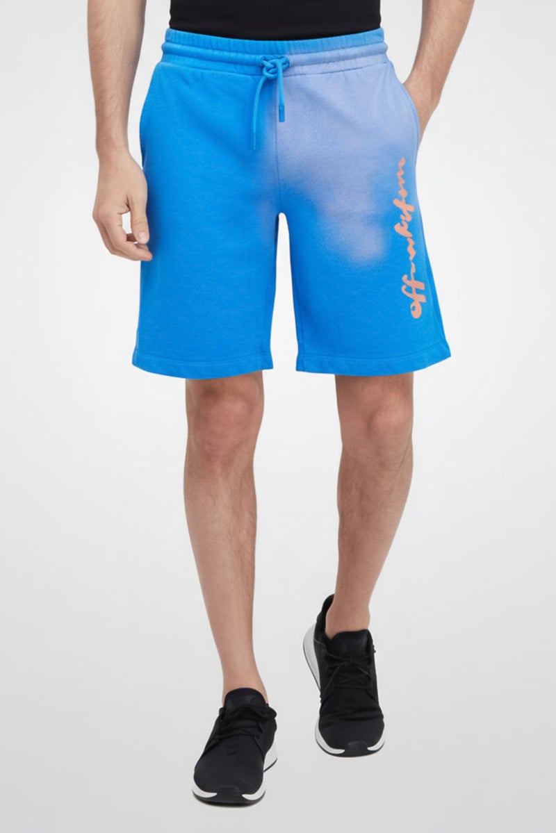 OFF-WHITE Men Drawstring Tie Dye Basic Shorts, Blue - Image 1
