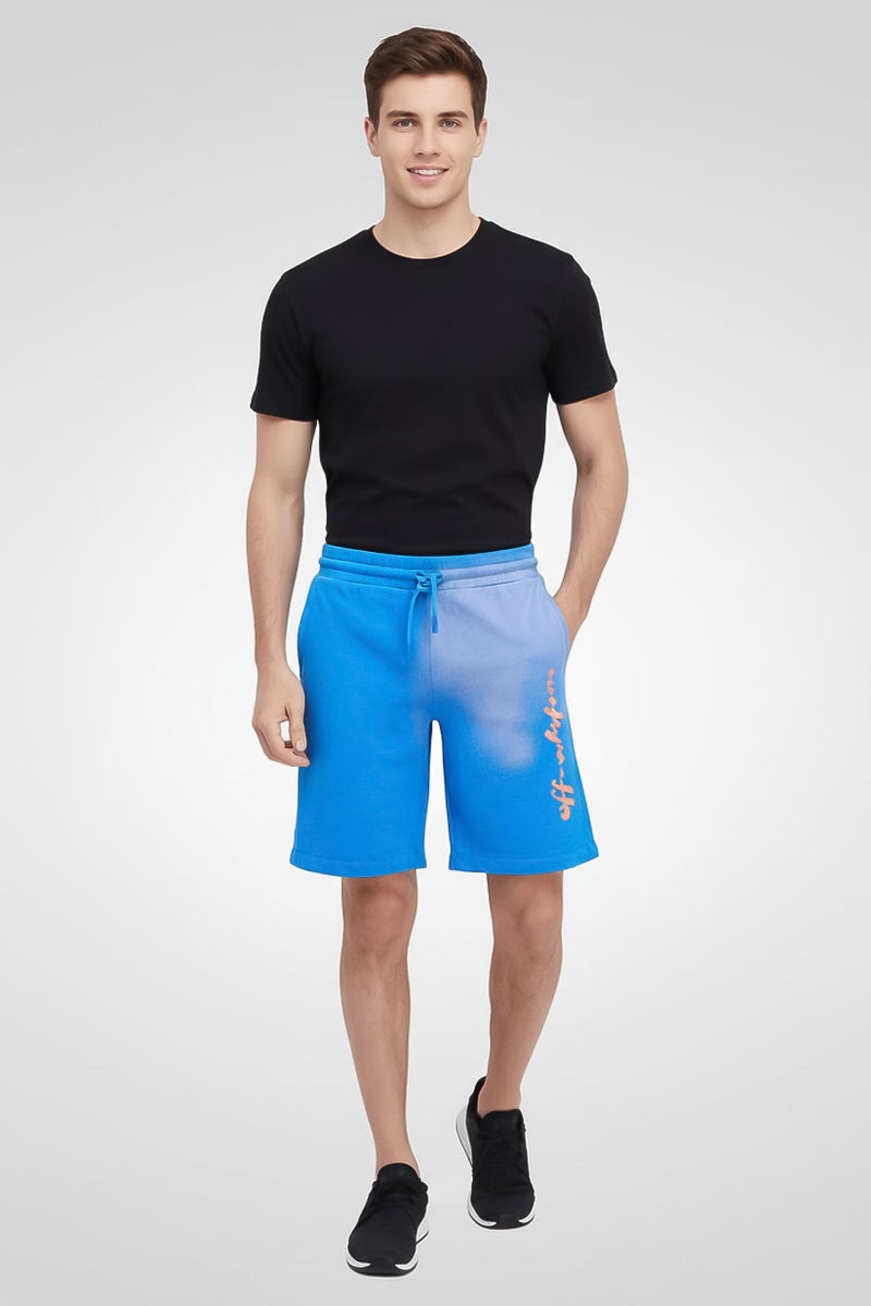 OFF-WHITE Men Drawstring Tie Dye Basic Shorts, Blue - Image 2