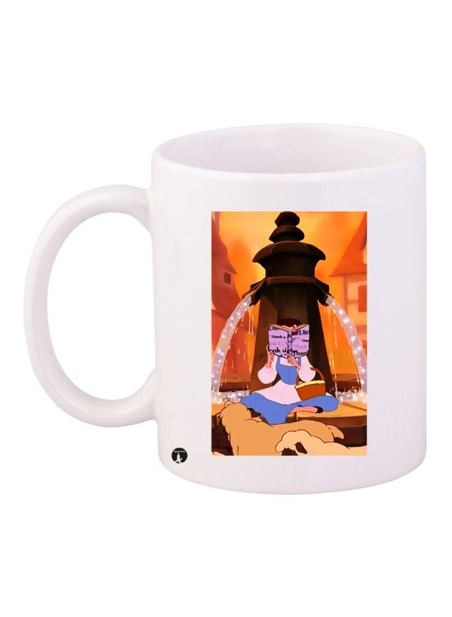 RYN Cartoon Printed Coffee Mug White/Brown/Blue 11ounce