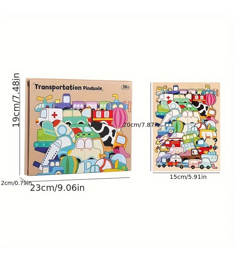 Dinosaur Traffic 40pcs Puzzle Colorful Wooden Toys Childrens Puzzle Develop Intelligence Improve Hands On Ability Festivals Birthday Gifts For Kids Over Three Years Old - Image 2