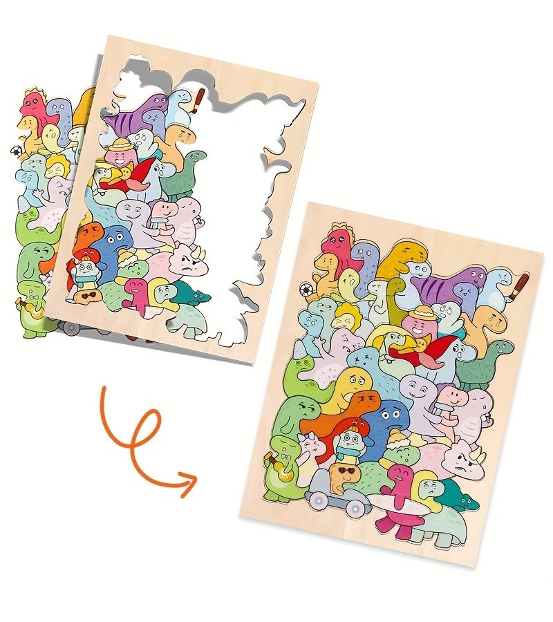 Dinosaur Traffic 40pcs Puzzle Colorful Wooden Toys Childrens Puzzle Develop Intelligence Improve Hands On Ability Festivals Birthday Gifts For Kids Over Three Years Old - Image 3