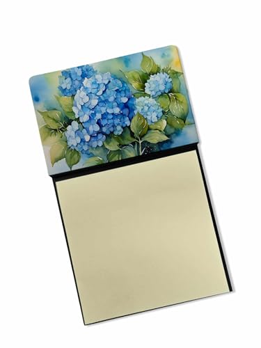 Caroline's Treasures Hydrangeas in Watercolor Sticky Note Holder Refillable Dispenser Self-Sticky Note Pads, Memo Pads Blank Desk Accessories - Image 1