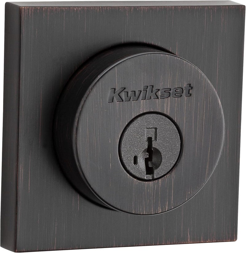 Kwikset Halifax Deadbolt Lock Venetian Bronze Square Exterior Keyed Front Entry Door Pick Resistant SmartKey Rekey Security Single Cylinder Dead Bolt with Microban Protection - Image 2