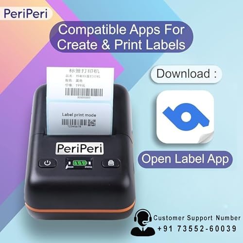 PeriPeri BT-58L 2-in-1 2 Inch (58mm) Thermal Label & Receipt Printer, Inkless USB + Bluetooth Portable Rechargeable Printer with 2600mAh Battery, iOS/Android/Windows, 1 Year Warranty - Image 3