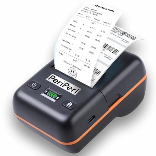 PeriPeri BT-58L 2-in-1 2 Inch (58mm) Thermal Label & Receipt Printer, Inkless USB + Bluetooth Portable Rechargeable Printer with 2600mAh Battery, iOS/Android/Windows, 1 Year Warranty - Image 1