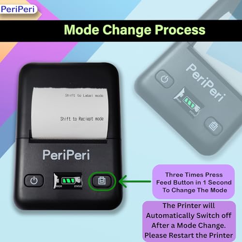 PeriPeri BT-58L 2-in-1 2 Inch (58mm) Thermal Label & Receipt Printer, Inkless USB + Bluetooth Portable Rechargeable Printer with 2600mAh Battery, iOS/Android/Windows, 1 Year Warranty - Image 5