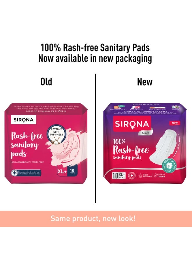 Sirona Max Sanitary Pads for Women | XL Plus (Pack of 10 Pads) | 100% Rash Free & Toxic-Free | Organic Cotton Sanitary Pad | Up to 0% Leakage, Comfortable & High Absorbency - Image 4