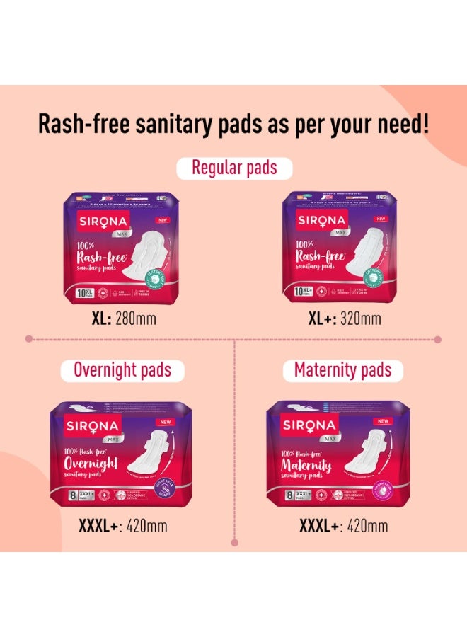 Sirona Max Sanitary Pads for Women | XL Plus (Pack of 10 Pads) | 100% Rash Free & Toxic-Free | Organic Cotton Sanitary Pad | Up to 0% Leakage, Comfortable & High Absorbency - Image 5
