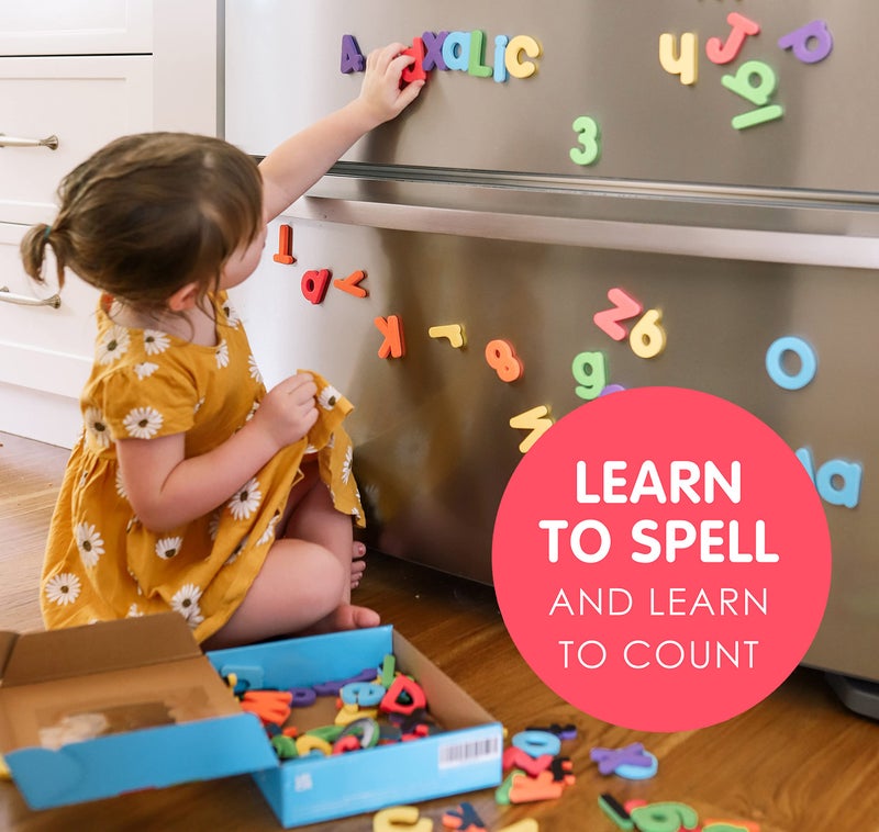 Curious Columbus Magnetic Letters and Numbers for Toddlers. Foam Alphabet Fridge Magnets and Numbers for Kid Learning. 123 ABC Toddler Magnets for Refrigerator - Image 2