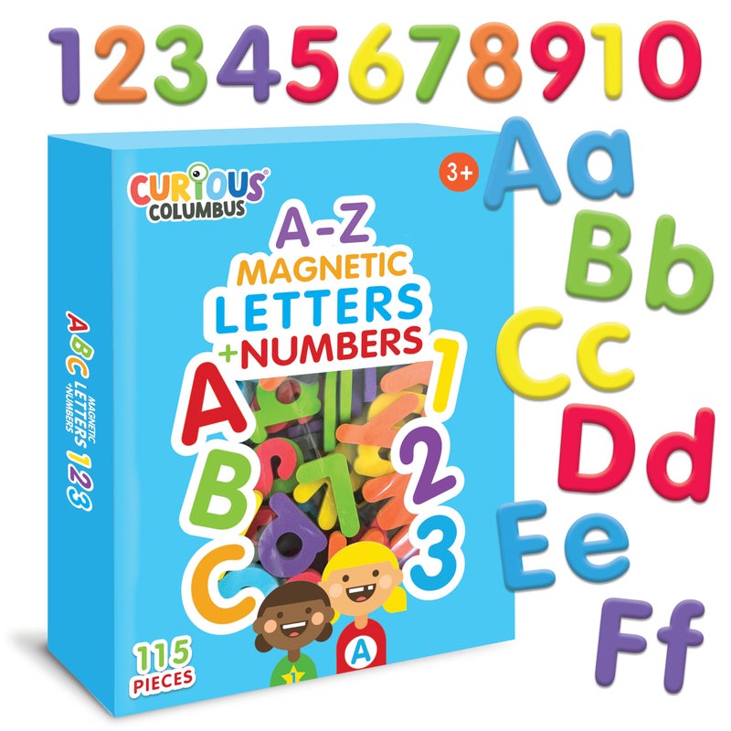 Curious Columbus Magnetic Letters and Numbers for Toddlers. Foam Alphabet Fridge Magnets and Numbers for Kid Learning. 123 ABC Toddler Magnets for Refrigerator - Image 1