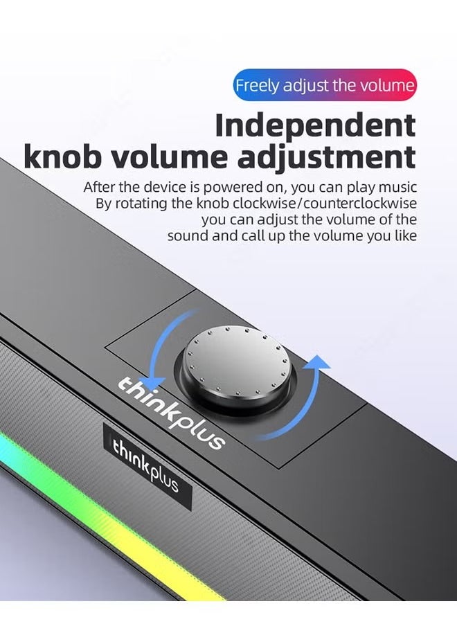 لينوفو - ثينك بلس TS33 TV SoundBar سلكي ولاسلكي بلوتوث ثنائي الاستخدام، مكبر صوت محيطي منزلي، مكبر صوت سينمائي للكمبيوتر الشخصي، TS33 أسود TS33-B أسود TS33-B أسود - Image 1