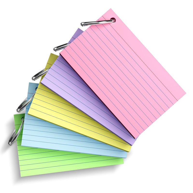 AILZFEI 250 Count Index Cards 3x5 Inch with Key Ring, 180gsm Heavy Weight Colored Flash Cards 5 Color Assortment (50 Sheets Each) Note Taking for Students, Study Note Cards for Office School Supplies - Image 3