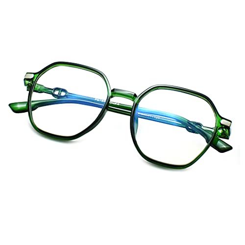 Peter Jones Square Computer Glasses for Women/Girls with Zero Power Blue Light Blocking Glare Lenses (SIZE MEDIUM) AG5197-GR - Image 1