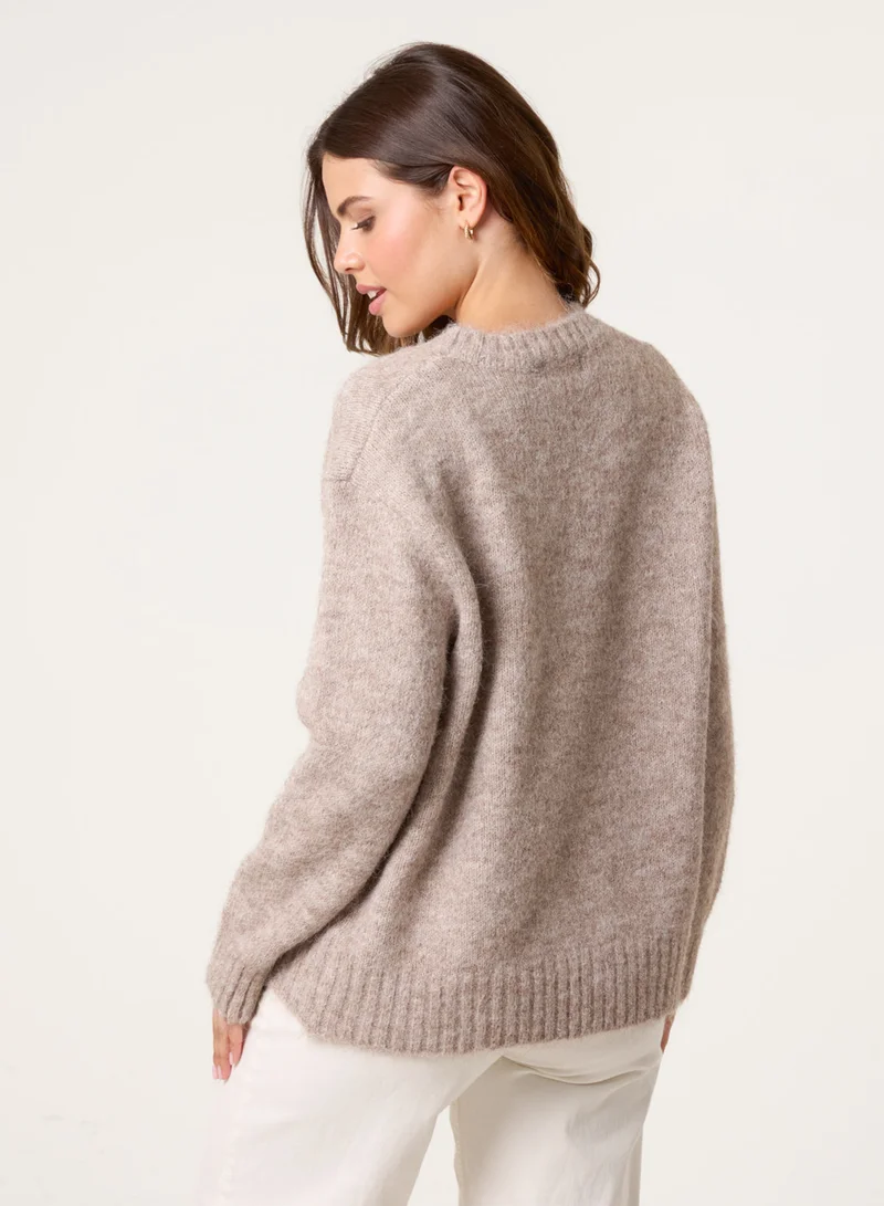 Blue Vanilla Diamante Detailed Heart Jumper