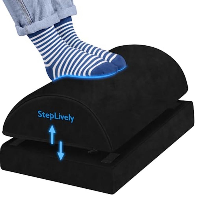Feet Rest for Under Desk at Work, Comfortable Feet Stool with 2 Adjustable Heights, Footrest with Washable Cover, for Back and Hip Pain Relief, Suitable for Office, Home and Car - Image 1
