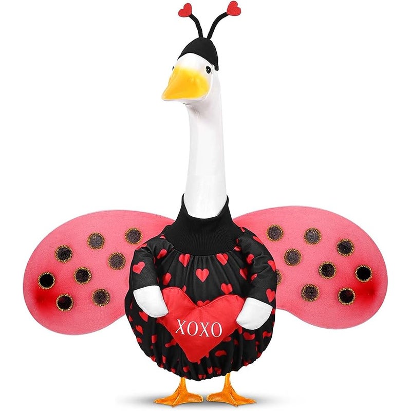 3 Pcs Valentine's Day Porch Goose Outfit for 23 Cement Plastic Goose Statue for Xmas Outdoor Garden Lawn Yard Patio Decoration - Image 1