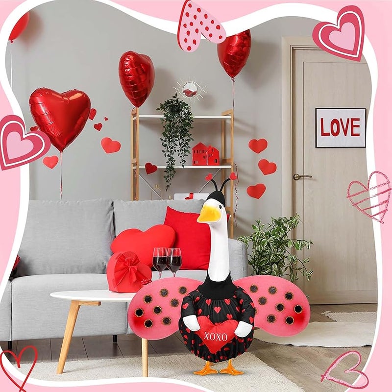 3 Pcs Valentine's Day Porch Goose Outfit for 23 Cement Plastic Goose Statue for Xmas Outdoor Garden Lawn Yard Patio Decoration - Image 5
