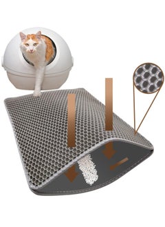 Cat Litter Mat Trapping Litter Box Honeycomb Double Layer Design Large Size Easy Clean Scatter Control Non-Slip Waterproof Kitty Litter Mats Fold 60 by 45 Centimeters