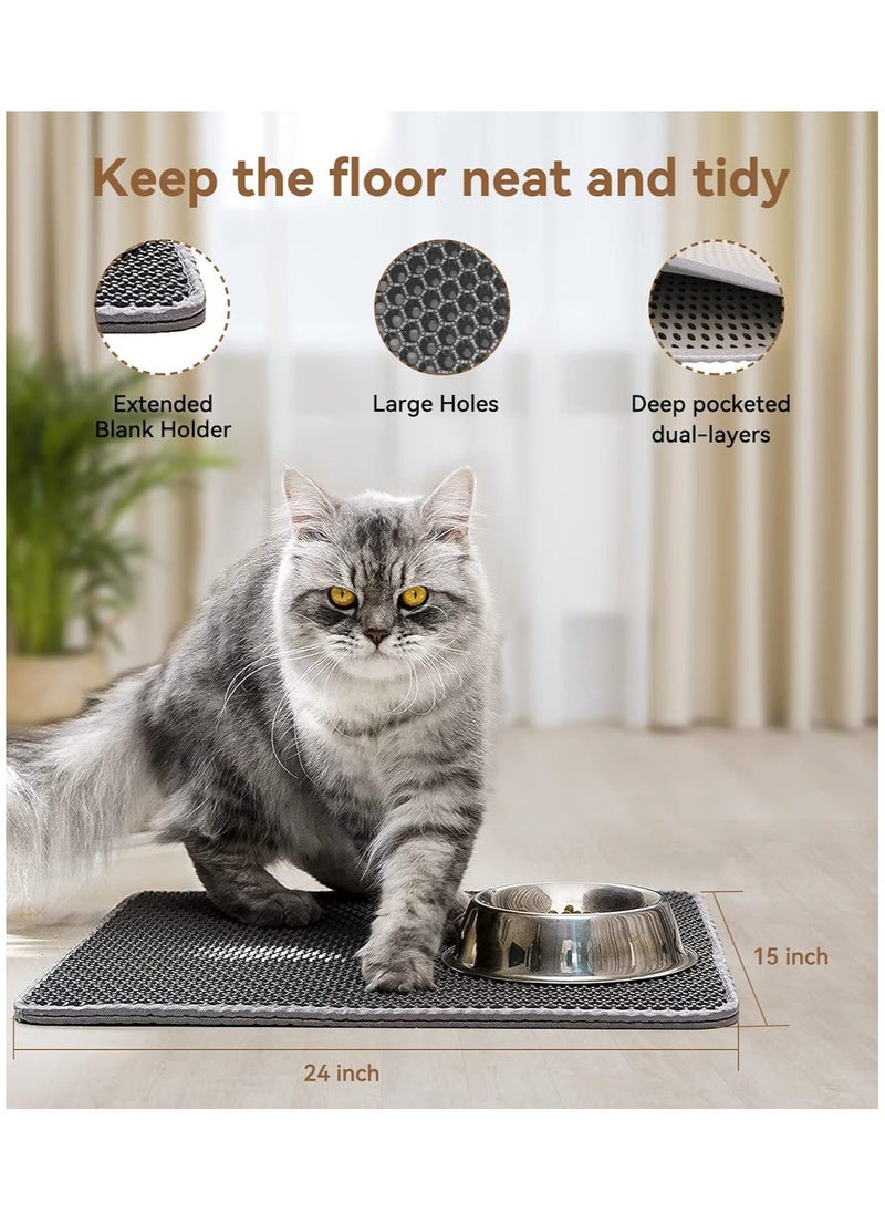 RATSAW - Cat Litter Mat Trapping Litter Box Honeycomb Double Layer Design Large Size Easy Clean Scatter Control Non-Slip Waterproof Kitty Litter Mats Fold 60 by 45 Centimeters - Image 1