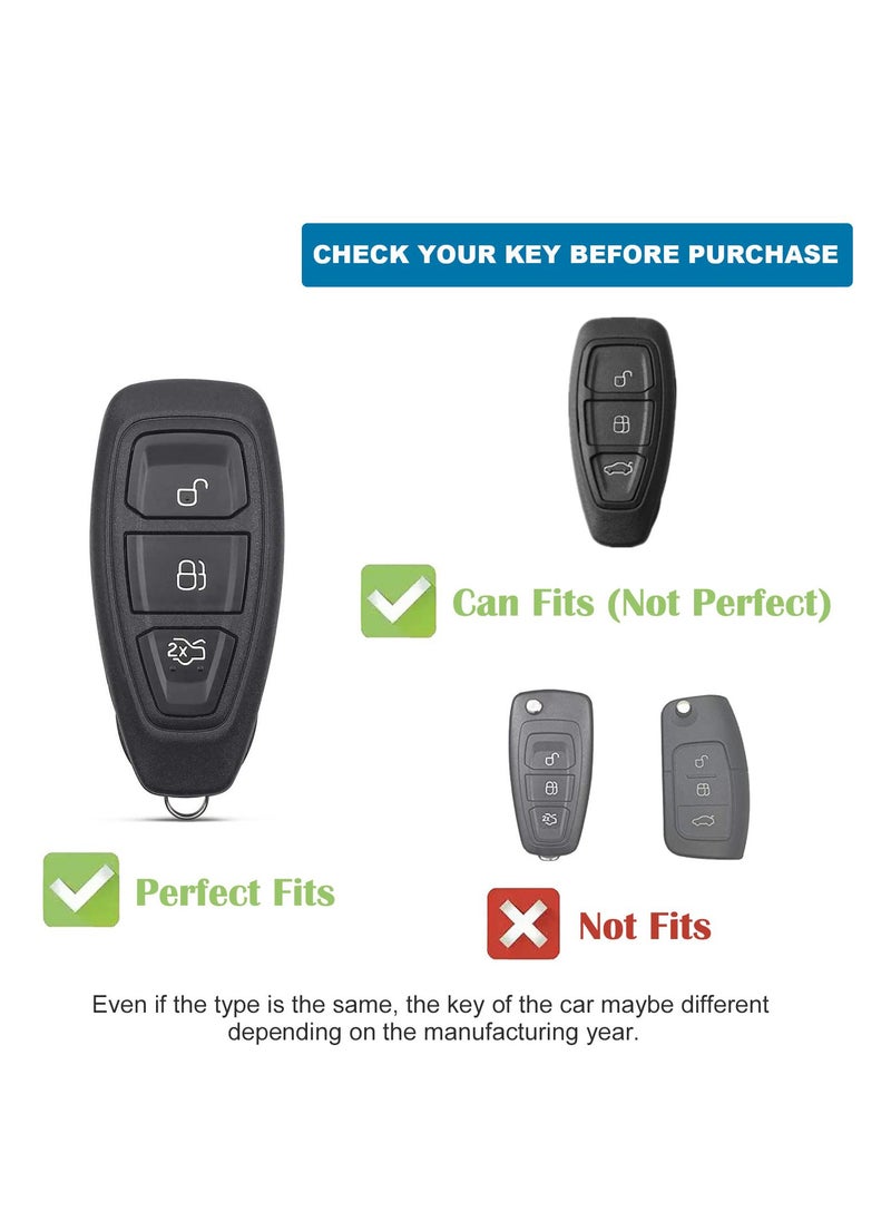 SYOSI - Car Key Cover For Ford 3 Button Fiesta Focus C-Max Galaxy B-Max Grand C-Max Kuga Mondeo S-Max Smart Car Remote Key Fob Case (Frd-3) - Image 1
