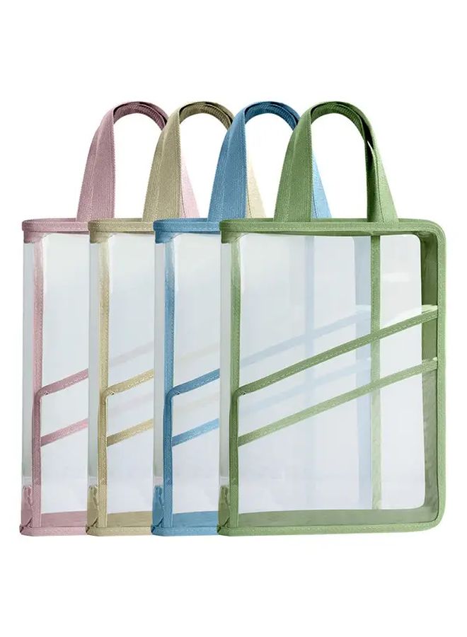 Blue A4 Transparent File Bag with Handle Large Capacity Document Organizer for Students - Image 4