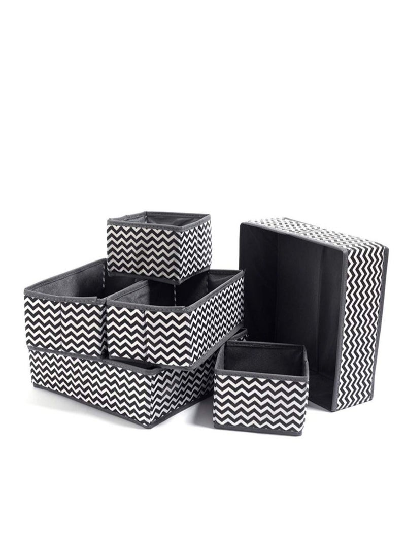 Foldable Cloth Storage Box, 6 Pcs Closet Dresser Drawer Organizer, Drawer Organizer Clothes, Sundries Storage Box, for Clothes, Socks, Scarves, Ties (Black)  - Image 1