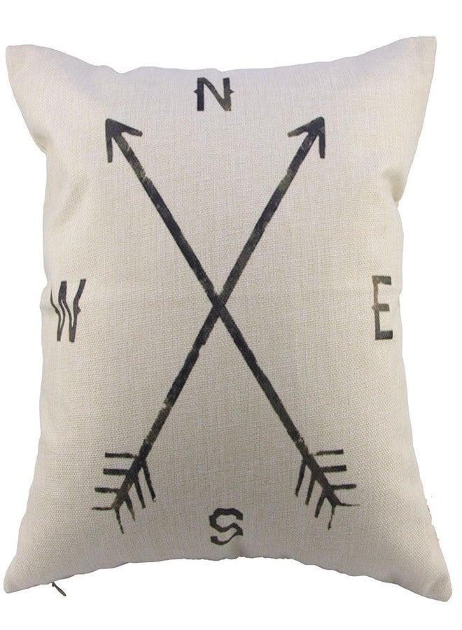 Leaveland Magic Arrow Compass North South West East Cotton Linen Square Throw Pillow Case Decorative Durable Cushion Slipcover Home Decor Standard Size Accent Pillowcase (16X16 Inch)