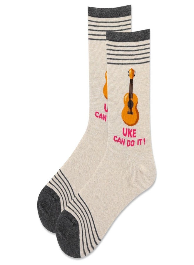 Hot Sox Women's Uke Can Do It Socks 1 Pair, Natural Melange, Women's 9-11 Shoe