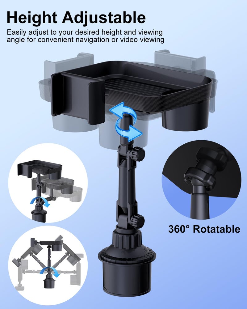 Vitog 3 in1 Car Cup Holder Expander with 360Â° Rotation Phone Mount, Multifunctional Car Food Tray for Eating, Drinking, and Phone Mounting, Ideal for Travel, Auto, Trucker & Daily Driving - Image 4