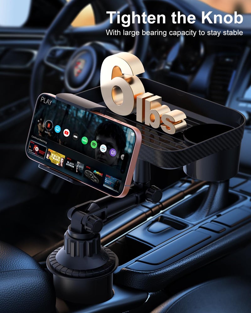 Vitog 3 in1 Car Cup Holder Expander with 360Â° Rotation Phone Mount, Multifunctional Car Food Tray for Eating, Drinking, and Phone Mounting, Ideal for Travel, Auto, Trucker & Daily Driving - Image 5